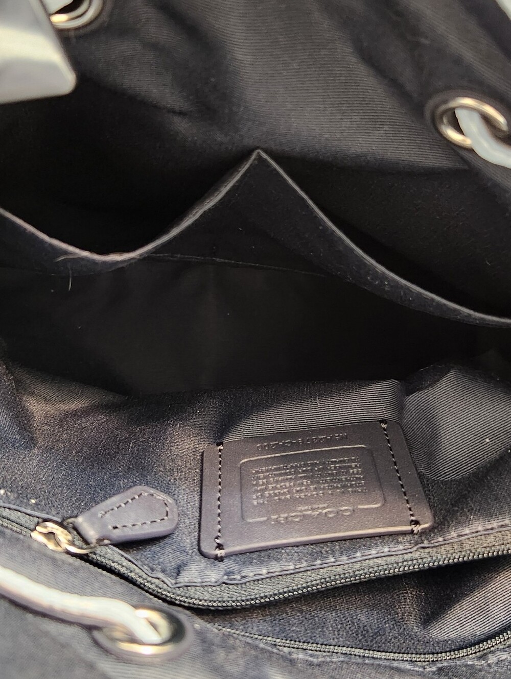 Coach Andy Horse And Carriage Logo Drawstring Pebble Leather Light Blue Tote - Picture 13 of 15